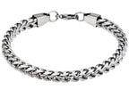 Mens Stainless Steel Rounded Franco Link Chain Bracelet