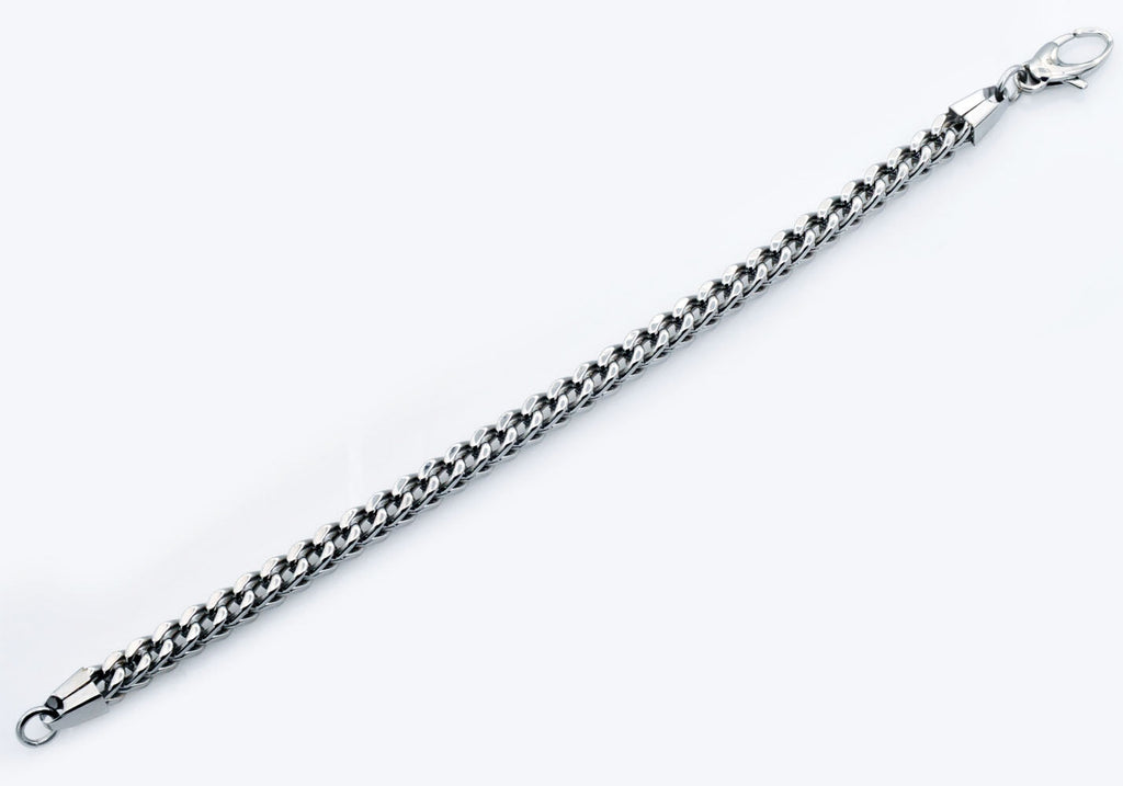 Mens Stainless Steel Rounded Franco Link Chain Bracelet