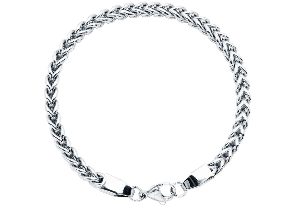 Mens 5mm Stainless Steel Rounded Franco Link Chain Bracelet