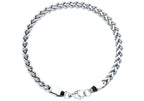 Mens 5mm Stainless Steel Rounded Franco Link Chain Bracelet