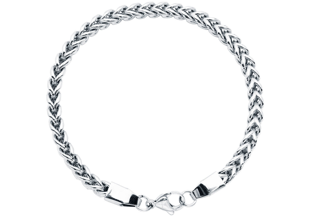 Mens 5mm Stainless Steel Rounded Franco Link Chain Bracelet