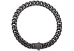 Men's 8mm Black Stainless Steel Miami Cuban Link Chain Bracelet With Black CZ Clasp