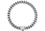 Men's 8mm Stainless Steel Miami Cuban Link Chain Bracelet With CZ Box Clasp