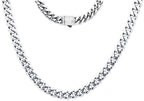 Men's 8mm Stainless Steel Miami Cuban Link Chain Necklace With CZ Box Clasp