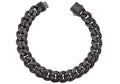 Men's 12mm Black Plated Stainless Steel Iced Out Miami Cuban Link Chain Bracelet