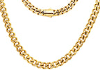 Mens 8mm Gold Plated Stainless Steel Cuban Link Chain Necklace With Box Clasp and Cubic Zirconia