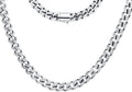 Mens 8mm Stainless Steel Cuban Link Chain Necklace With Box Clasp and Cubic Zirconia