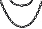 Mens 6mm Black Plated Stainless Steel Link Chain Necklace