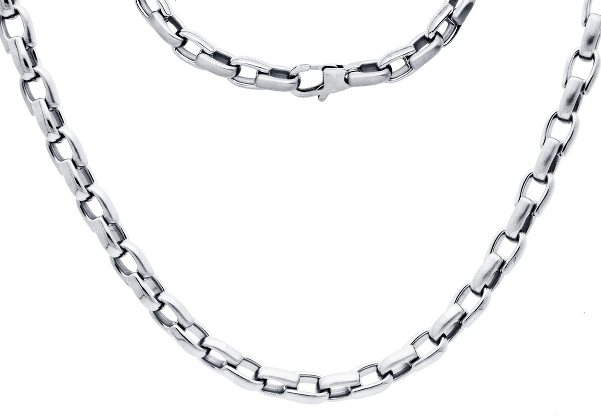Mens 6mm Stainless Steel Link Chain Necklace