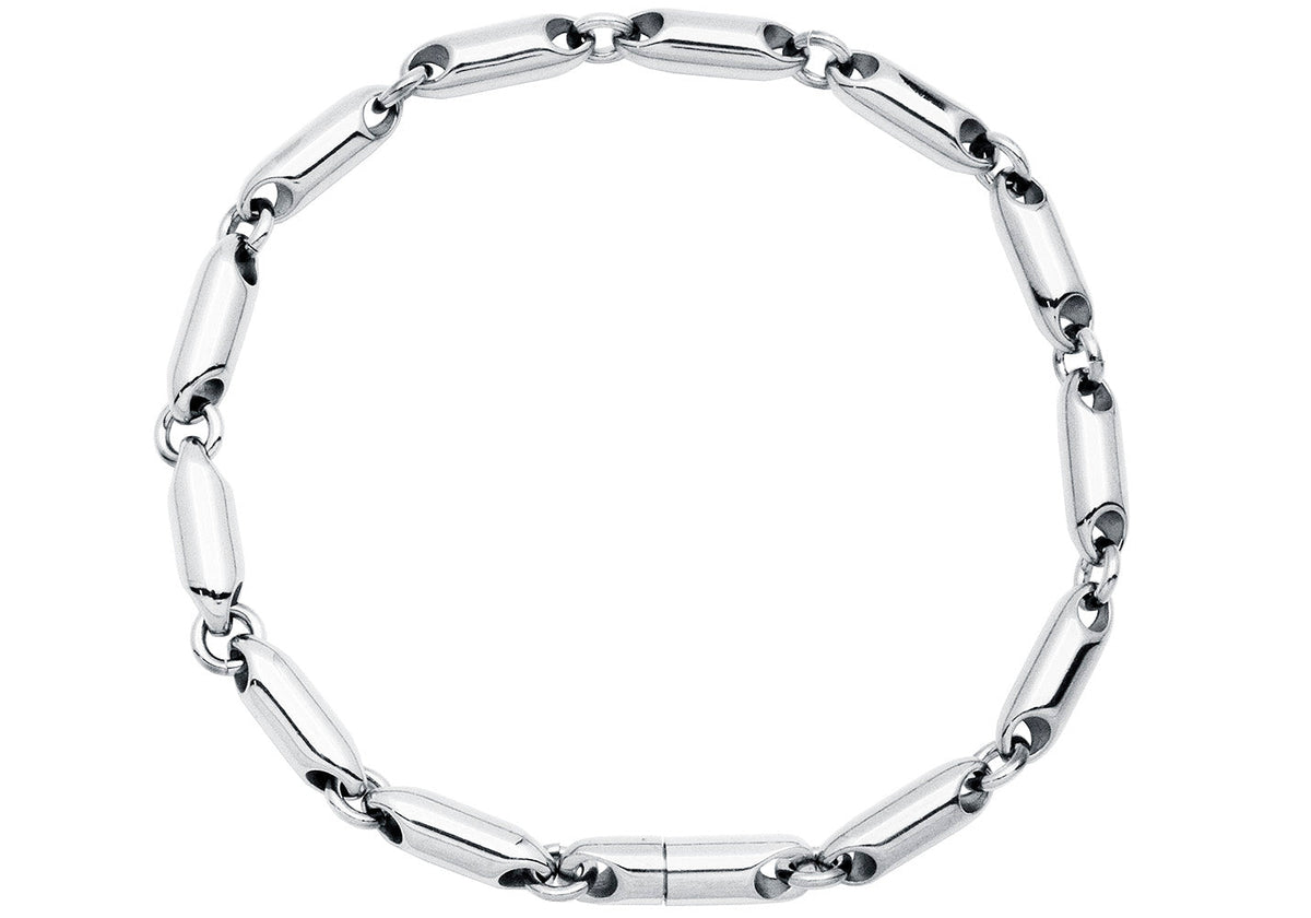 Mens 5mm Stainless Steel Bullet Link Chain Bracelet