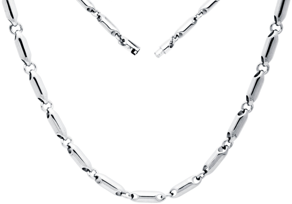 Mens 5mm Stainless Steel Bullet Link Chain Necklace
