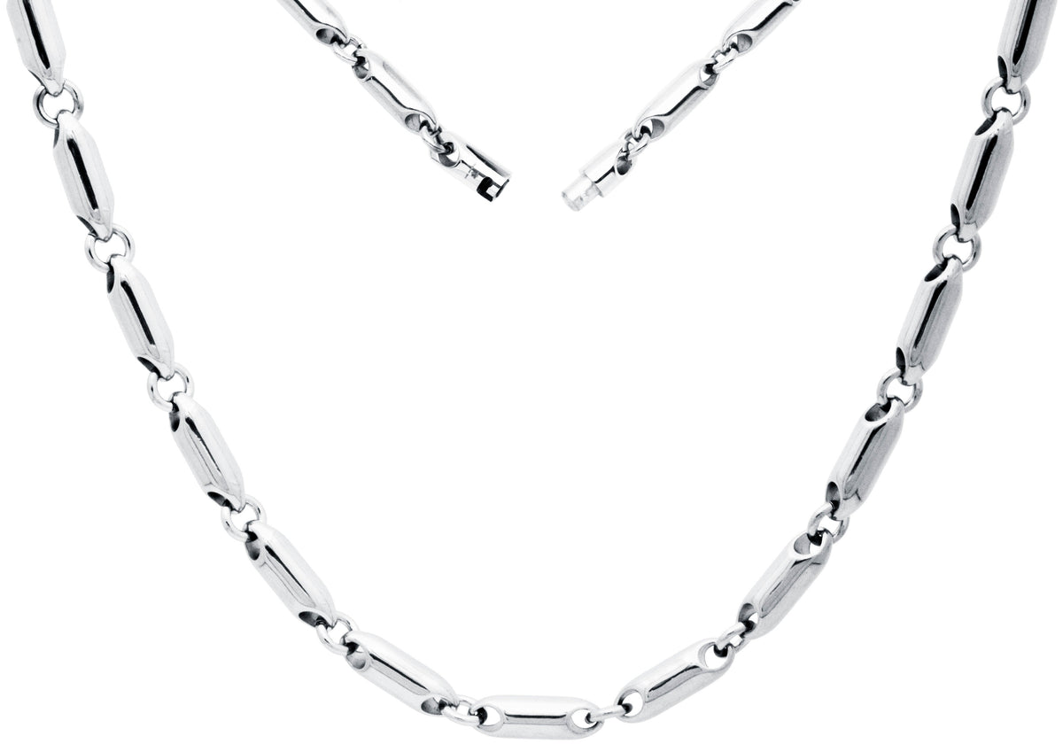 Mens 5mm Stainless Steel Bullet Link Chain Necklace