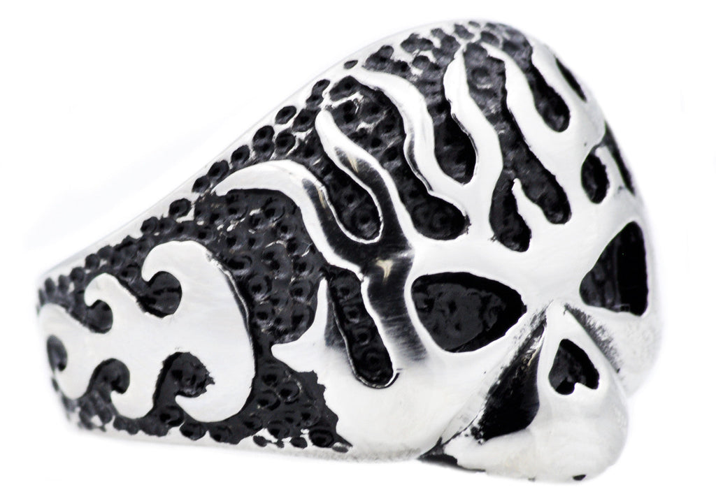 Mens Black Stainless Steel Skull Ring