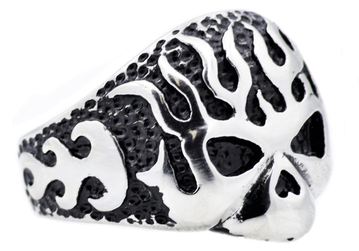 Mens Black Stainless Steel Skull Ring
