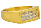 Mens Gold Stainless Steel Ring With Cubic Zirconia