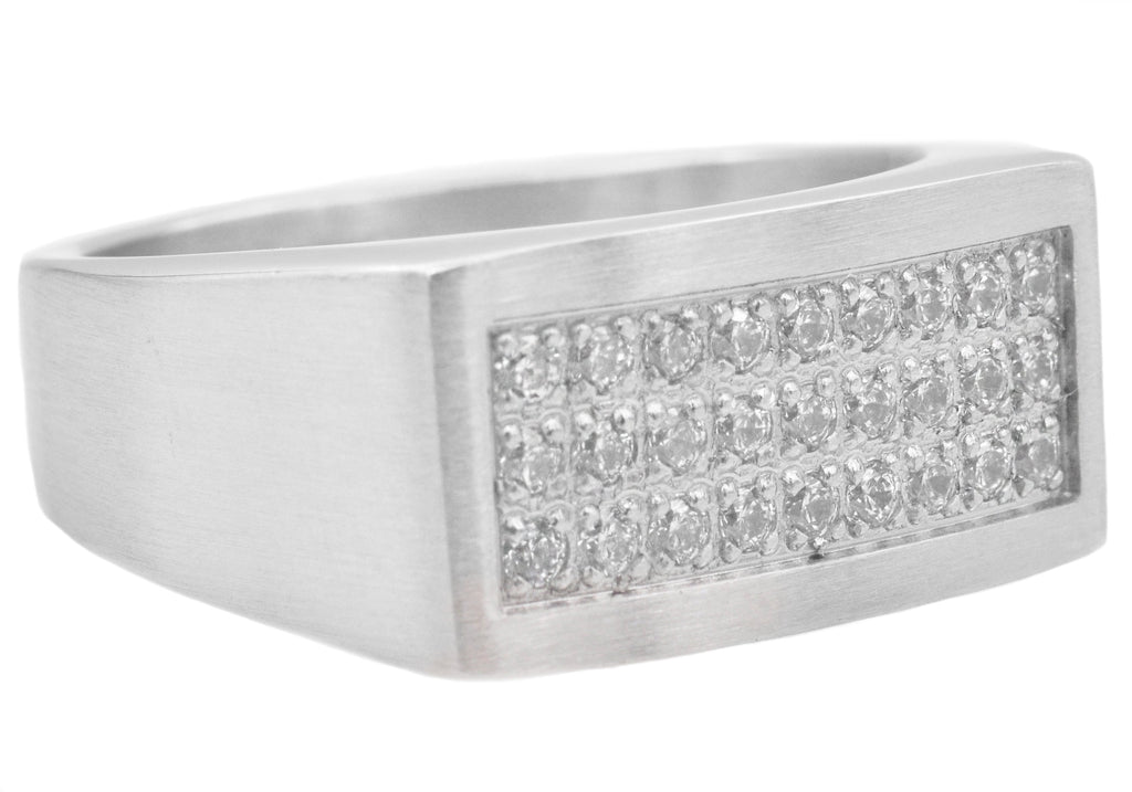 Mens Stainless Steel Ring With Cubic Zirconia