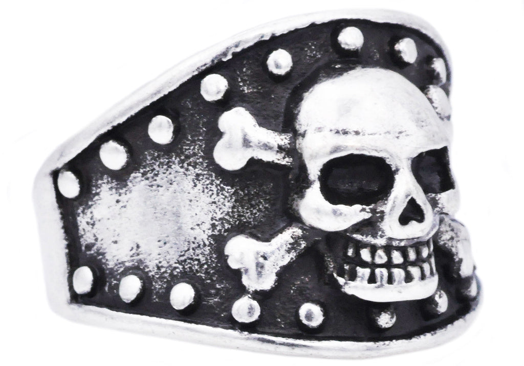 Mens Black Stainless Steel Skull Ring