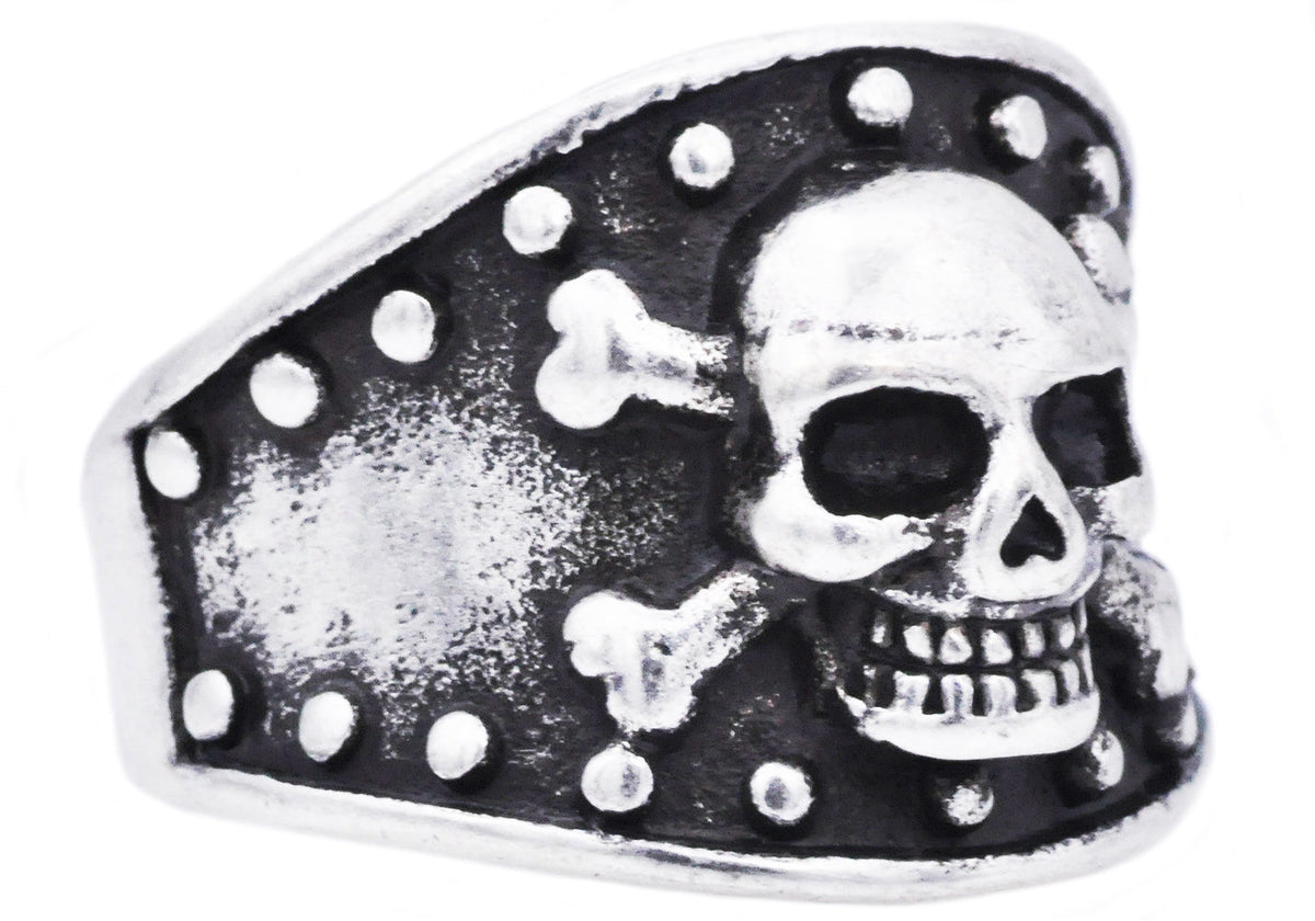 Mens Black Stainless Steel Skull Ring
