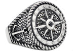 Mens Black Stainless Steel Helm Ring