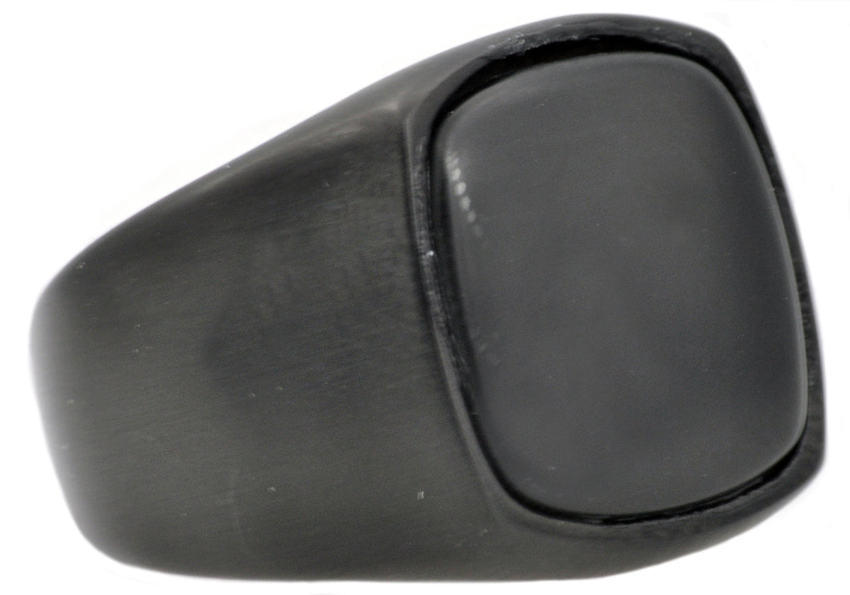 Mens Onyx And Black Stainless Steel Ring
