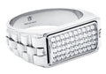 Mens Stainless Steel Signet Ring With  Cubic Zirconia