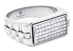 Mens Stainless Steel Signet Ring With  Cubic Zirconia
