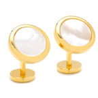 Double Sided Gold Mother of Pearl Round Beveled Cufflinks