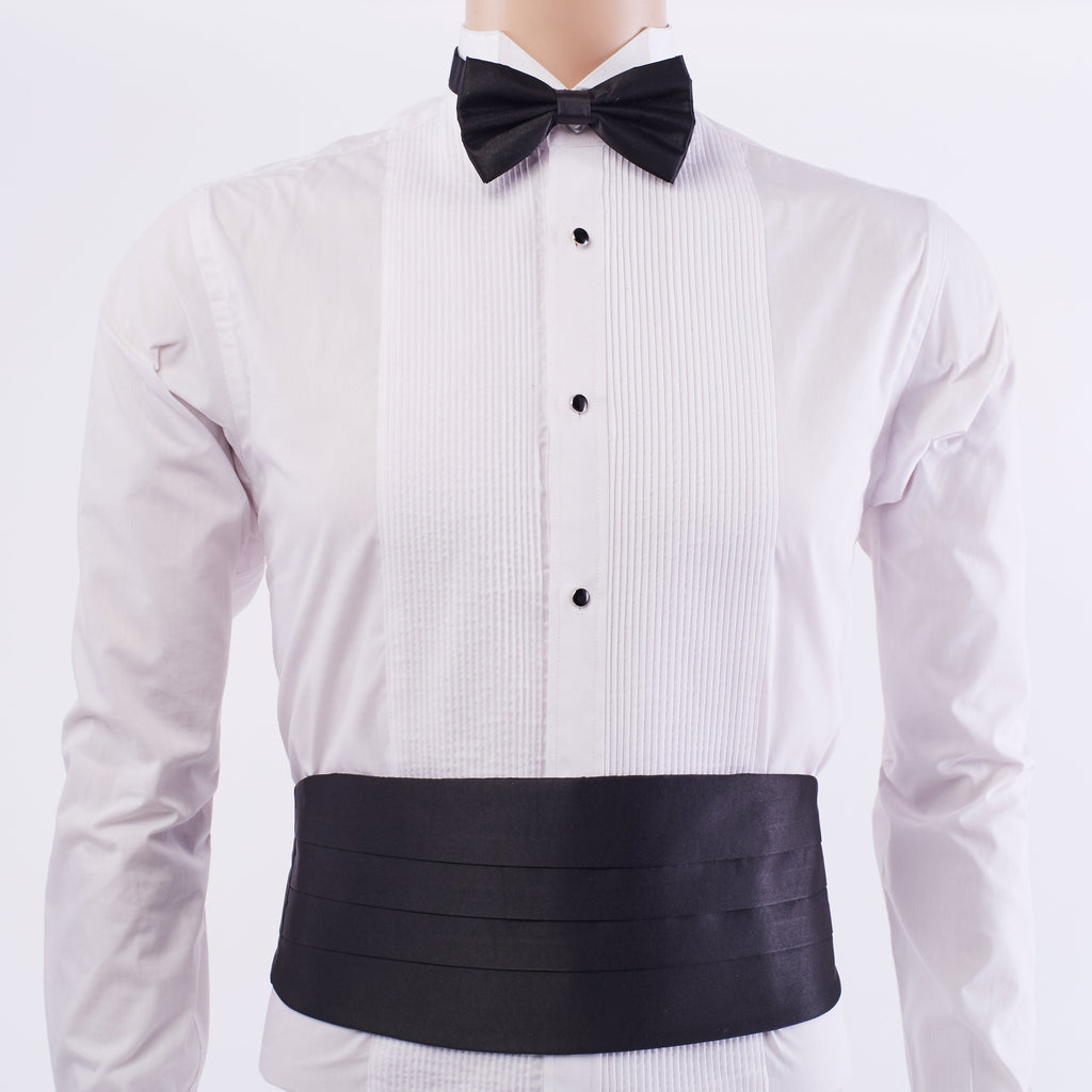 Men's Black Satin Cummerbund & Bow Tie Set – Adjustable Tuxedo Set