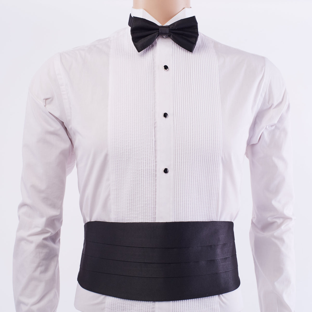 Men's Black Satin Cummerbund & Bow Tie Set – Adjustable Tuxedo Set