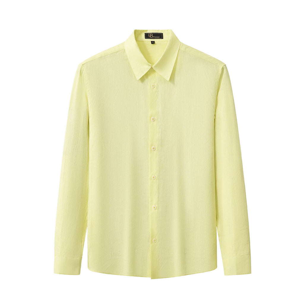 Barocco Capri Men's Linen Long Sleeve Shirt - Canary