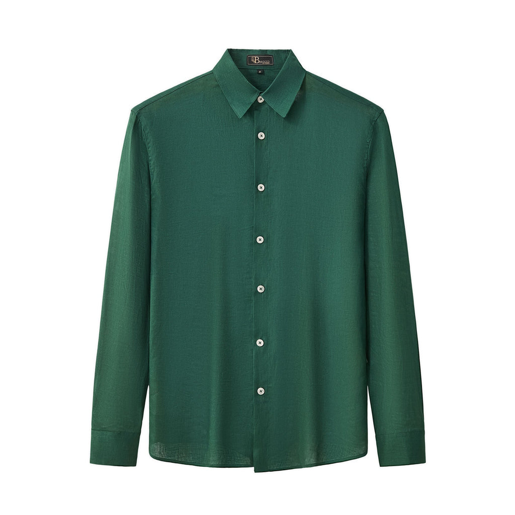 Barocco Capri Men's Linen Long Sleeve Shirt - Hunter Green