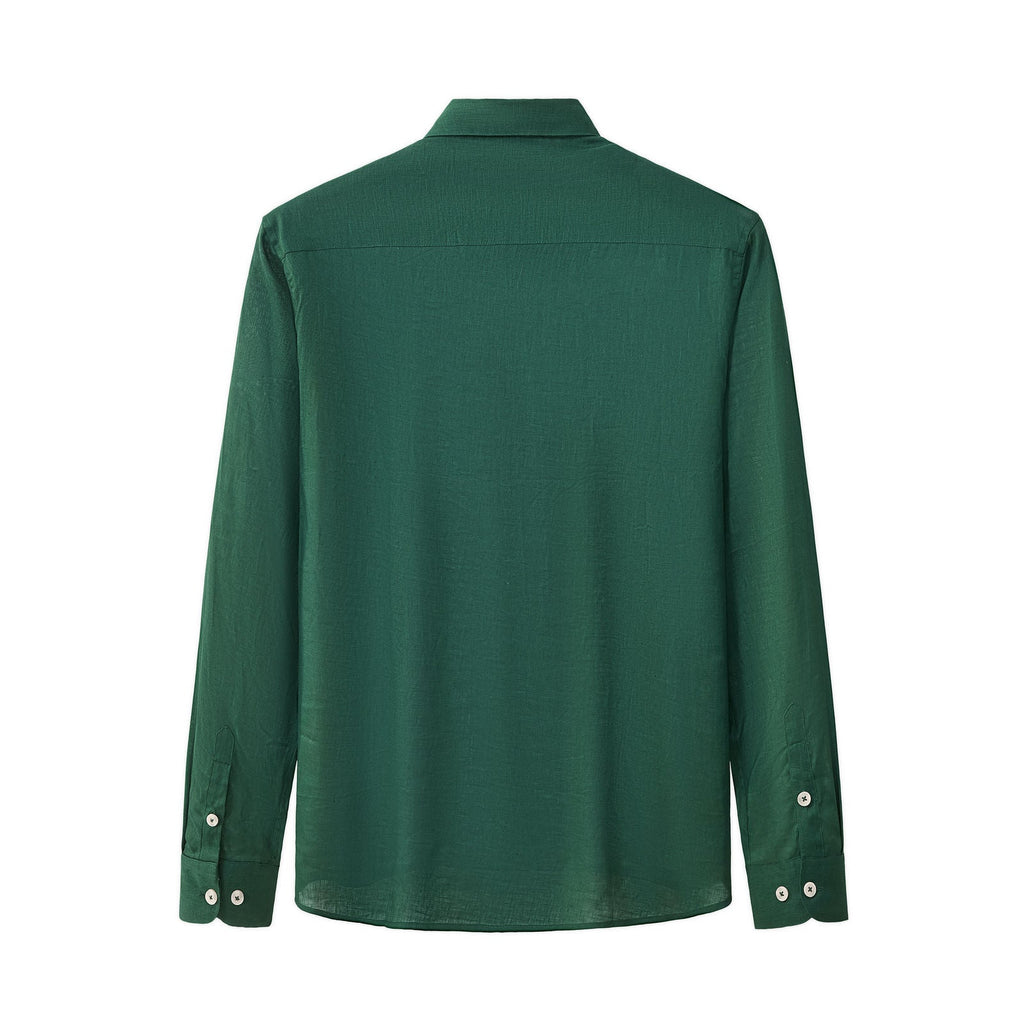 Barocco Capri Men's Linen Long Sleeve Shirt - Hunter Green