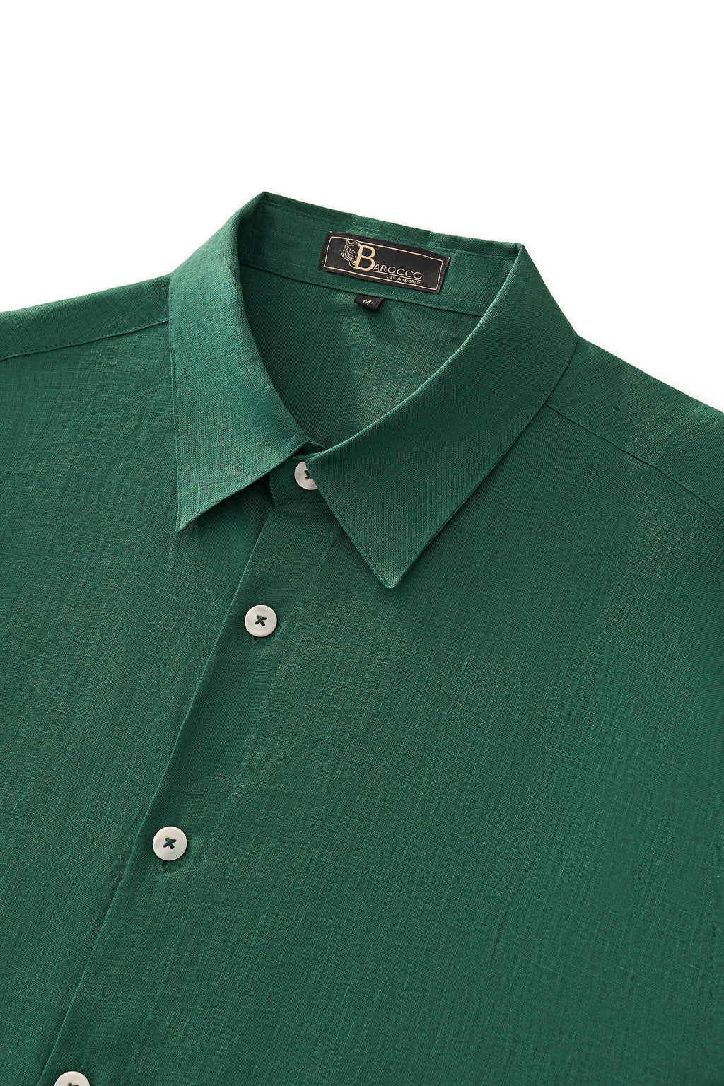 Barocco Capri Men's Linen Long Sleeve Shirt - Hunter Green