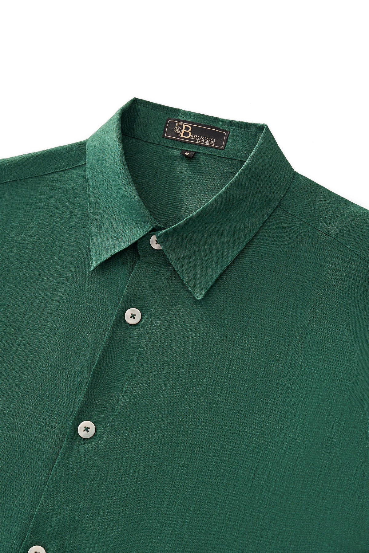 Barocco Capri Men's Linen Long Sleeve Shirt - Hunter Green