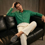 Barocco Capri Men's Linen Long Sleeve Shirt - Hunter Green
