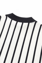 Imperial Stripe Knit Polo LS WHITE