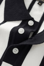 Imperial Stripe Knit Polo LS WHITE