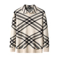 Paramount Lattice Knit Polo LS IVORY