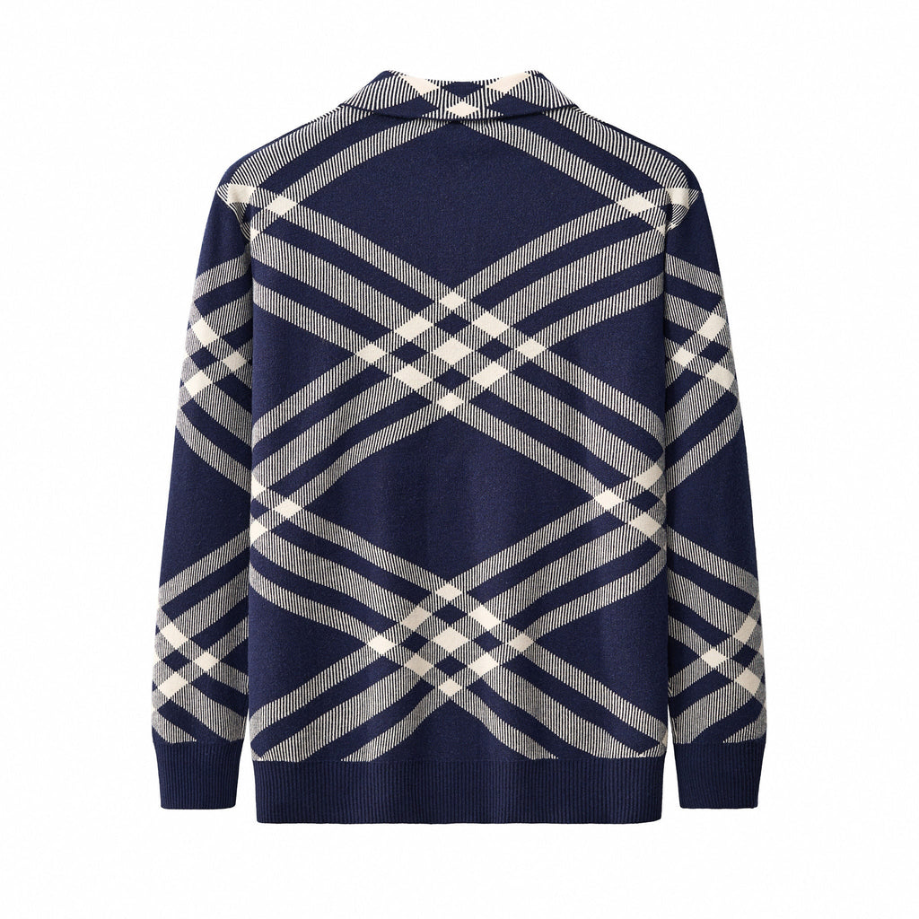Paramount Lattice Knit Polo LS NAVY