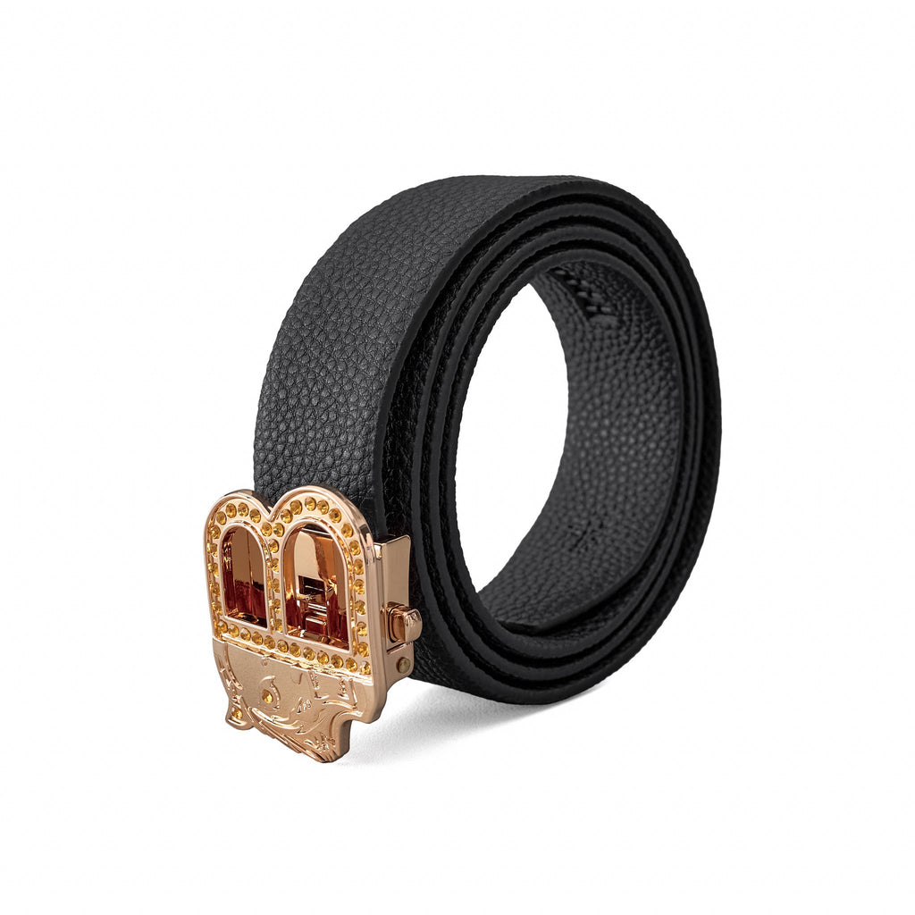 Pebbled Leather Auto BKL Belt – Gold Edition GOLD/BLACK