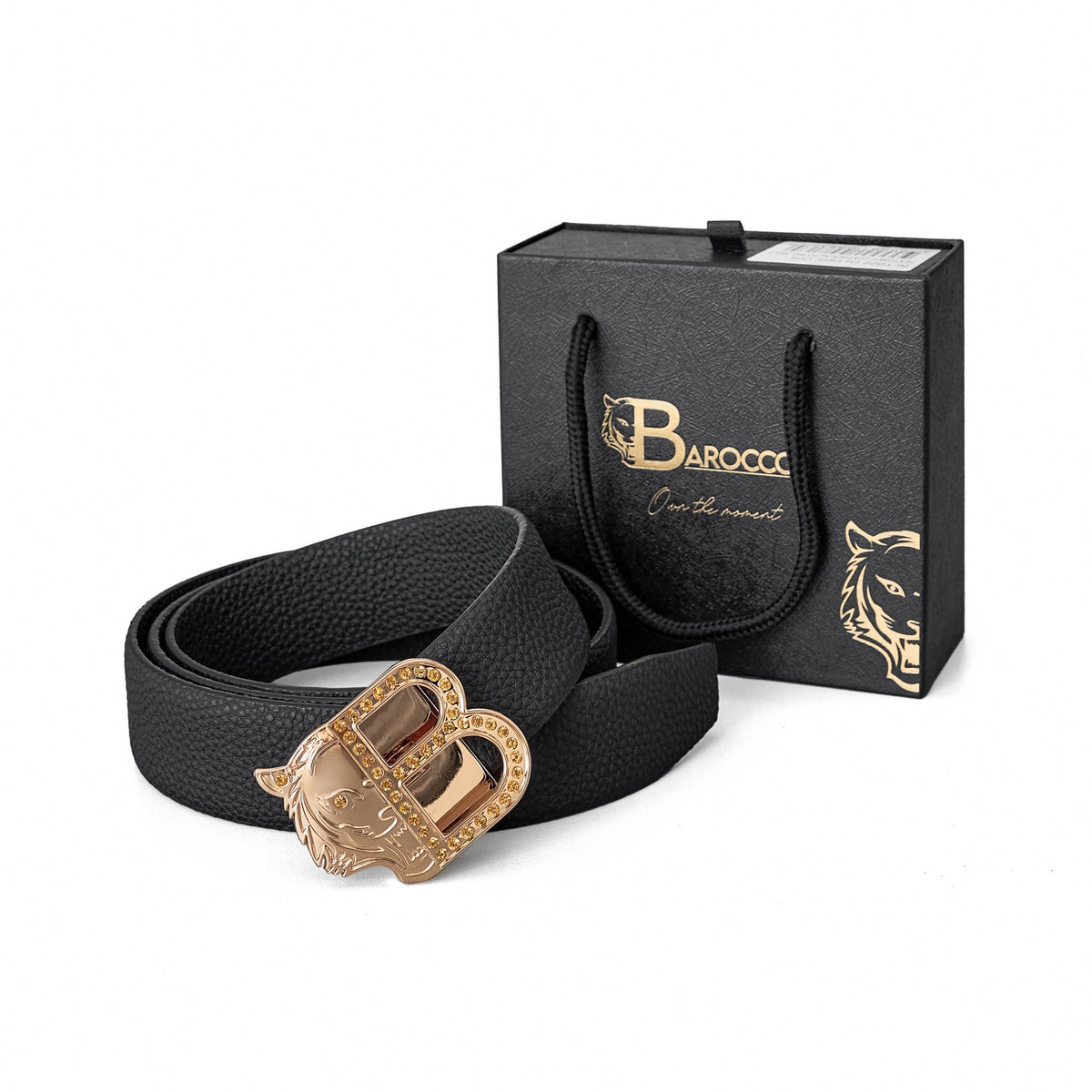 Pebbled Leather Auto BKL Belt – Gold Edition GOLD/BLACK