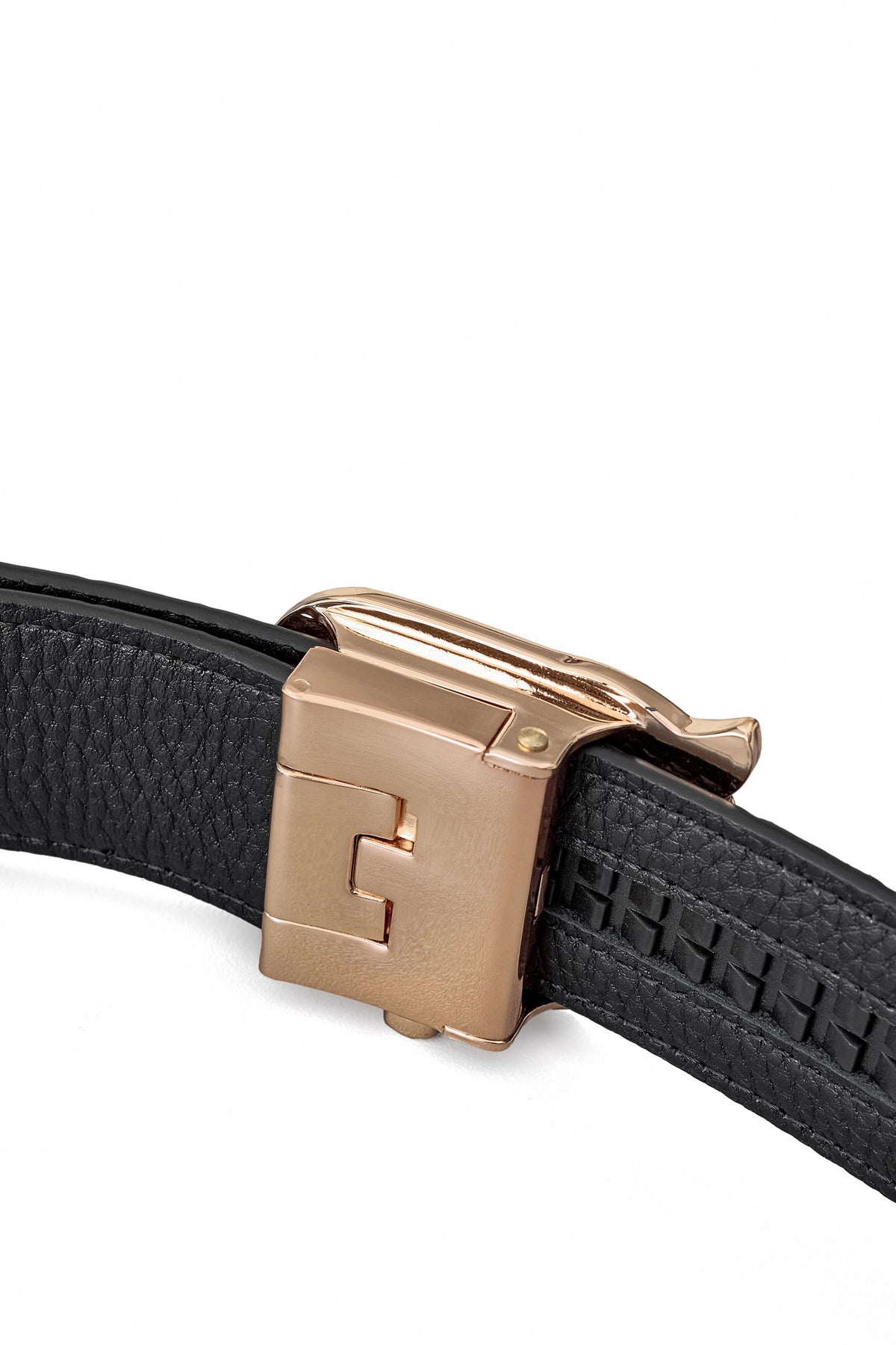 Croc-Embossed Leather Auto BKL Belt – Gold Edition GOLD/BLACK