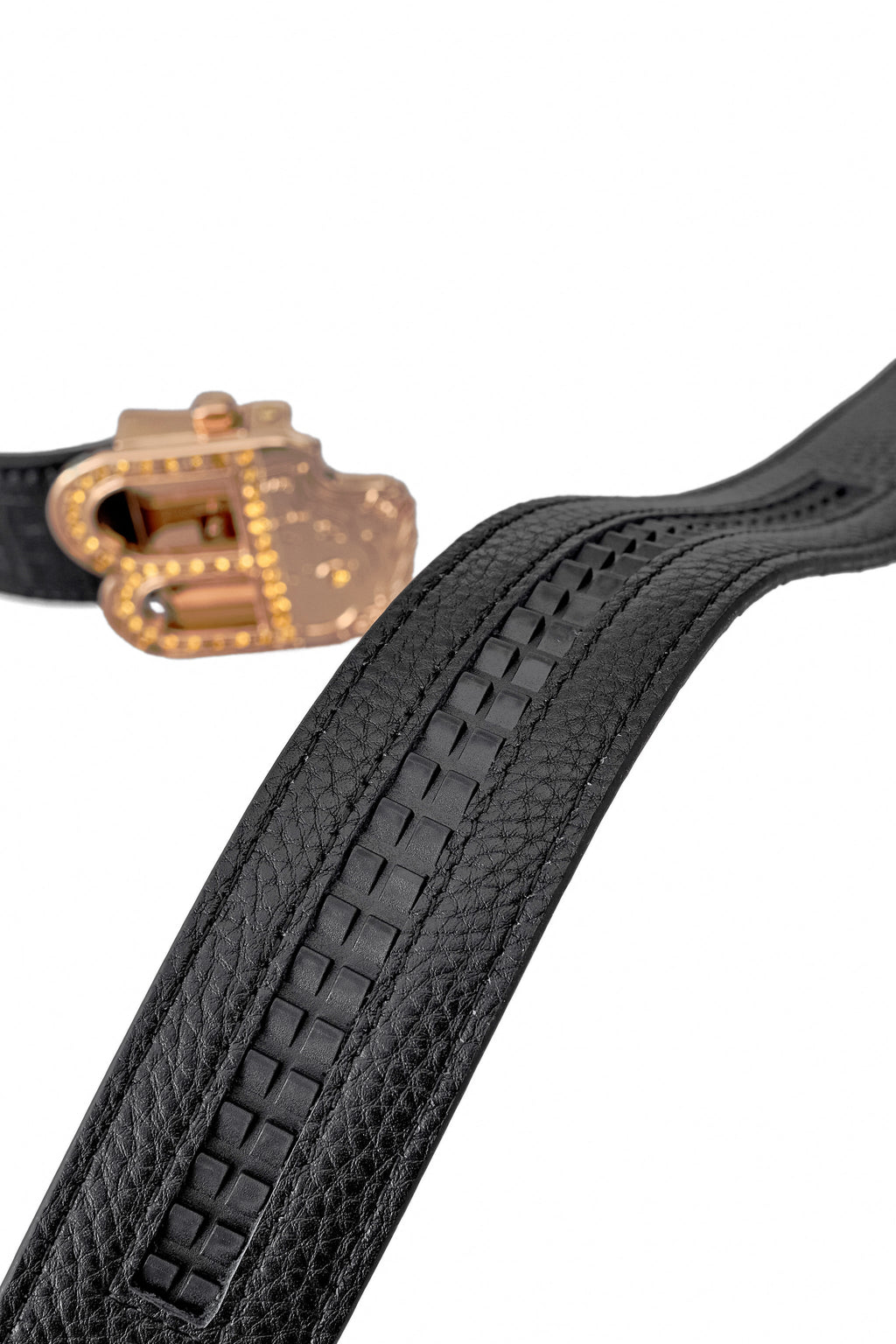 Croc-Embossed Leather Auto BKL Belt – Gold Edition GOLD/BLACK