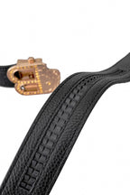 Croc-Embossed Leather Auto BKL Belt – Gold Edition GOLD/BLACK