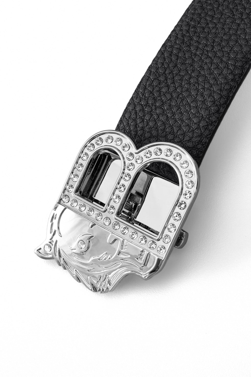 Pebbled Leather Auto BKL Belt – Silver Ed. SILVER/BLACK