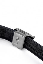 Croc-Embossed Leather Auto BKL Belt – Silver Ed. SILVER/NAVY