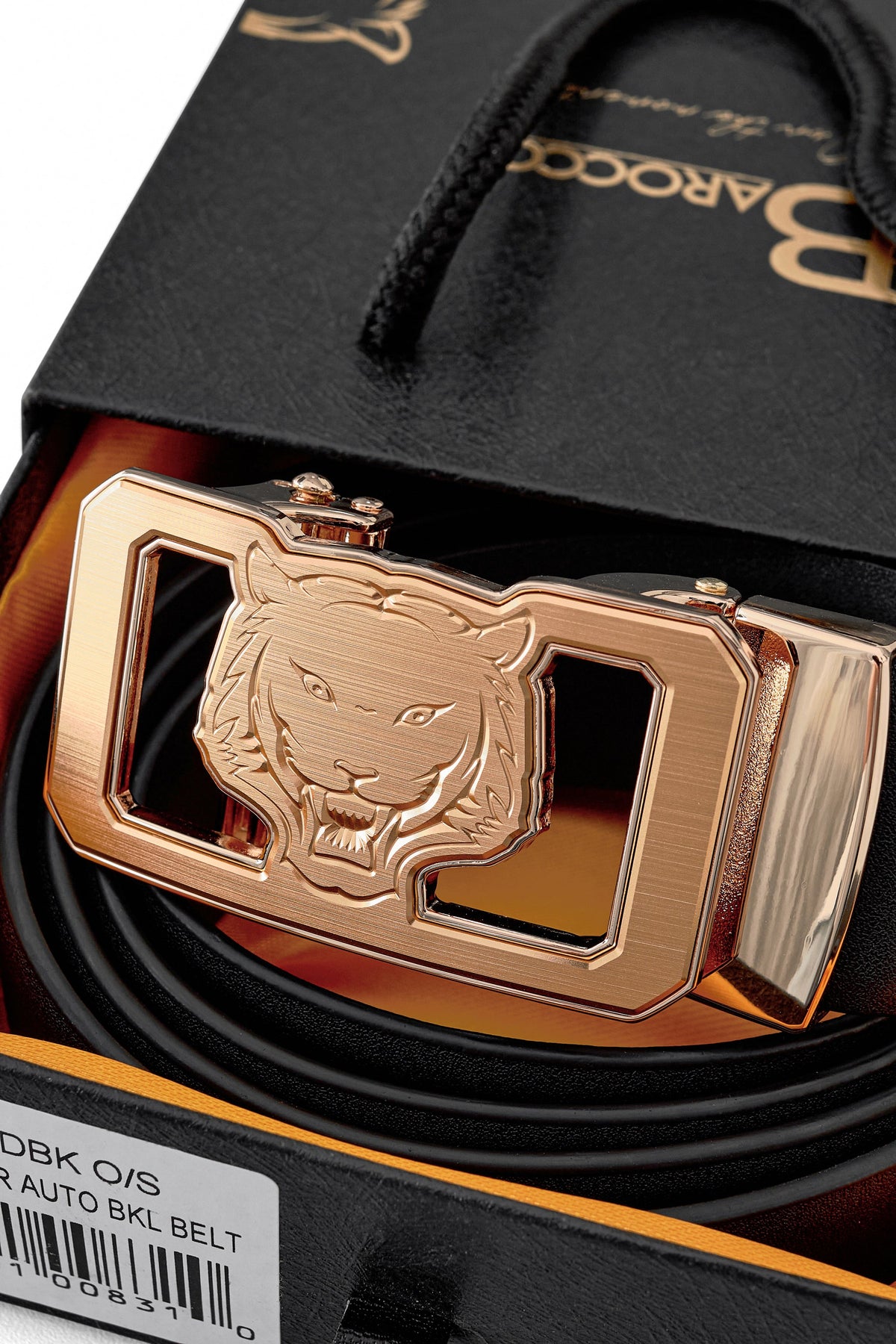 Flat Leather Lion Auto BKL Belt – Gold Ed. GOLD/BLACK