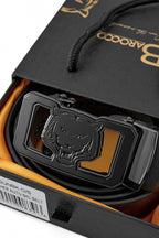 Flat Leather Lion Auto BKL Belt – Gunmetal GUN/BLACK