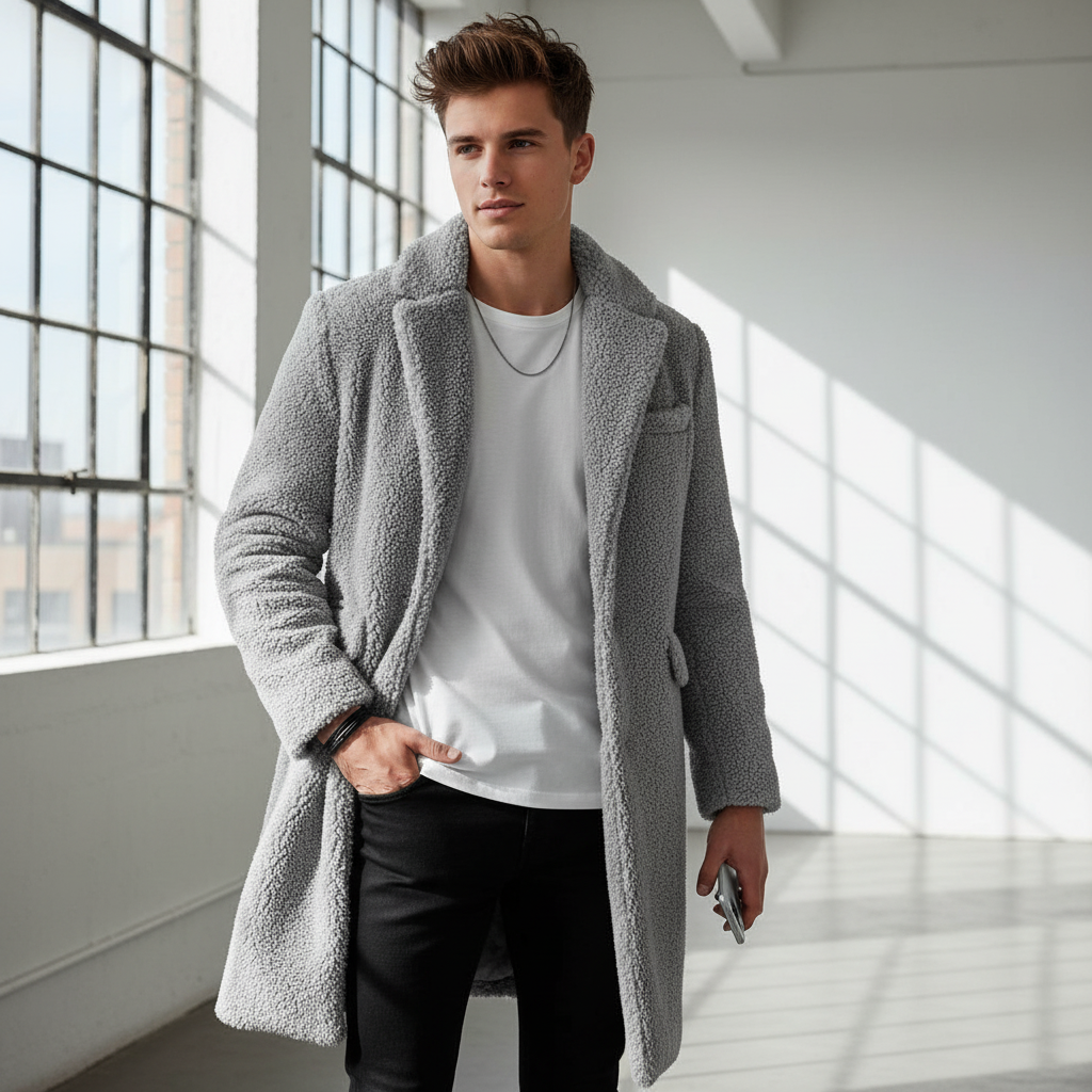 Teddy Comfort Long Coat GREY