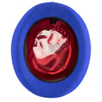 Men's Royal Blue Derby Hat | Premium 100% Wool Felt Bowler Hat with Feather - Ferrecci